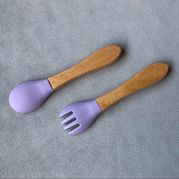 Fox Feeding Set ~ Bib, Dish, Fork & Spoon ~ Purple ~ Brand New! - Picture 9 of 12